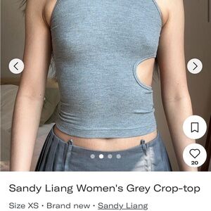 Sandy Liang Women's Blue Cut-Out Tank Top